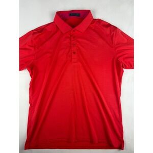G/FORE Golf Polo Large Red Purple Striped Performance Short Sleeve Shirt